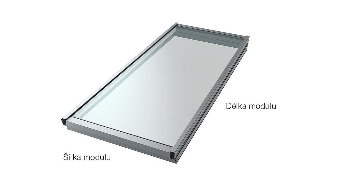 LAMILUX Modular Glass Skylight Ilustrační šířka modulu a délka modulu LAMILUX Modular Glass Skylight Ilustrační šířka modulu a délka modulu
